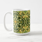 💚 💛 Schöne Oliven- und gelbe Azulejos Kaffeetasse (Links)