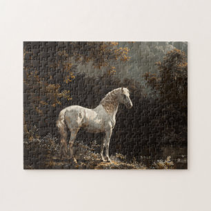 Schöne Ölmalerei Weißes Pferd Vintage Puzzle