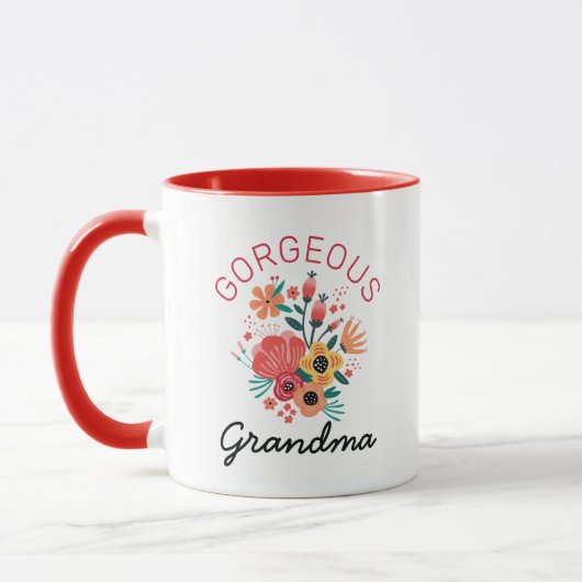 Schöne Oma Retro Blume personalisieren Tasse (Links)