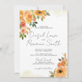 Schöne Orange Bloral Wedding Einladung (Vorderseite)