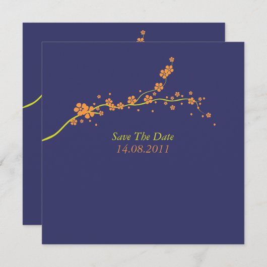 Schöne Orange Blossom Hochzeit retten das Datum Save The Date (Vorne/Hinten)