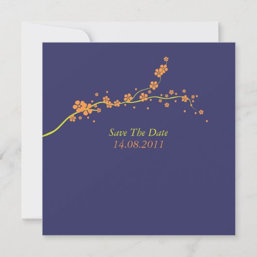 Schöne Orange Blossom Hochzeit retten das Datum Save The Date (Vorderseite)