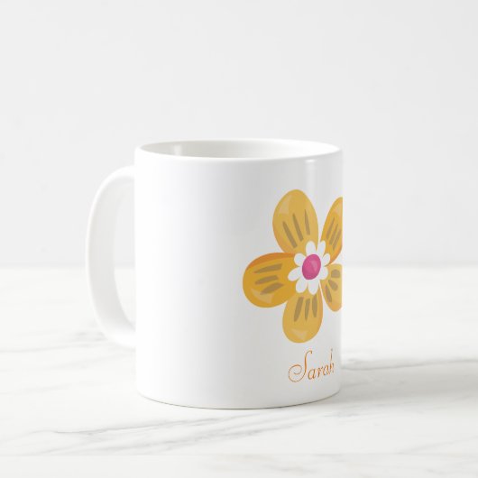 Schöne Orange Blume Kaffeetasse (Vorderseite Links)