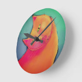 Schöne Orange Cat Abstrakt Art Runde Wanduhr (Winkel)