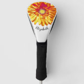 Schöne orange Daisy-Blume benutzerdefinierter Name Golf Headcover (Vorderseite)