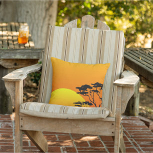 Schöne Orange Gelbe Afrikanische Safari-Sonnenunte Kissen