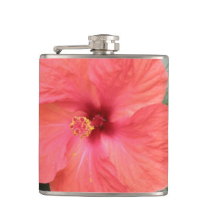 Schöne Orange Hibiskus Blume Flasche Flachmann