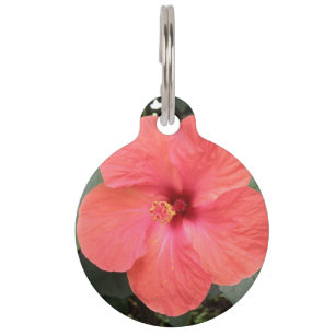 Schöne orange Hibiskus-Blumen-Hundeanhänger Haustiermarke