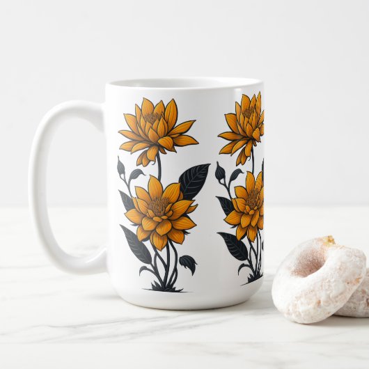 Schöne Orange Jasmine Blume Kaffeetasse (Mit Donut)