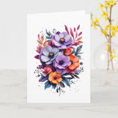 Schöne Orange Lila Blumen Blank Karte (Gelbe Blume)