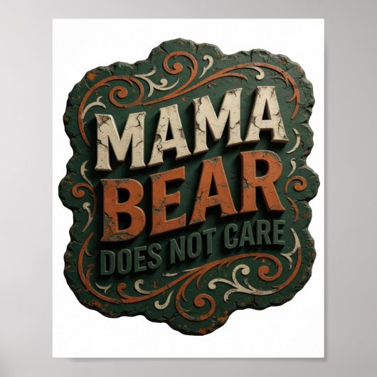 Schöne Orange MAMA BÄR KÜMMERT SICH NICHT Poster (Vorne)