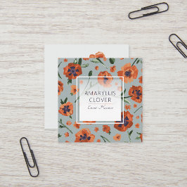 Schöne Orange Poppies individuell anpassbar Quadratische Visitenkarte