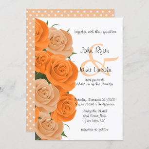 Schöne Orange Rose Blume Hochzeit Einladung