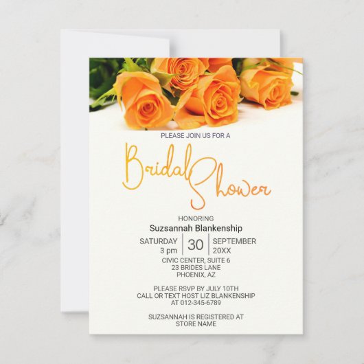 Schöne Orange Rose Bouquet Vorlage (Vorderseite)