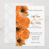 Schöne Orange Rose & Daisy Wedding Einladung (Vorne/Hinten)
