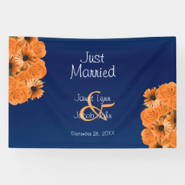 Schöne Orange Rose und Navy Blue Banner