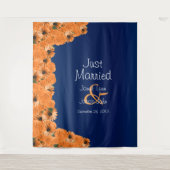 Schöne Orange Rose und Navy Blue II Wandteppich (Vorderseite)