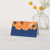 Schöne Orange Rose und Navy Blue Platzkarte (Rückseite)