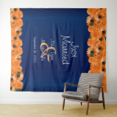 Schöne Orange Rose und Navy Blue Wandteppich (Beispiel (Horizontal))