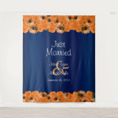 Schöne Orange Rose und Navy Blue Wandteppich (Vorderseite)