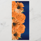 Schöne Orange Rose und Navy Blue Wedding Menükarte (Rückseite)