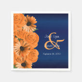 Schöne Orange Rose und Navy Blue Wedding Serviette (Vorderseite)