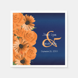 Schöne Orange Rose und Navy Blue Wedding Serviette