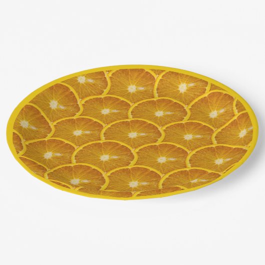 SCHÖNE ORANGE SLICE PAPPTELLER (Schrägansicht)
