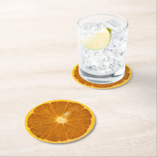 SCHÖNE ORANGE SLICE RUNDER PAPPUNTERSETZER