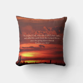 Schöne Orange Sonnenaufgang Kunst mit Bibel Verse Kissen