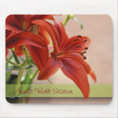 Schöne Orange Tiger Lily Blume Nah-up Mousepad (Vorne)