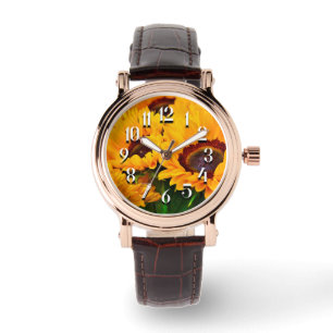 Schöne orange und gelbe Sonnenblume Armbanduhr