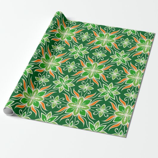 Schöne Orange und Grün Geschenkpapier (Ungerollt)