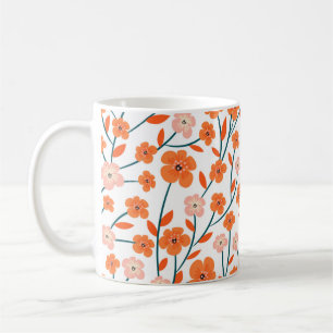 Schöne orange und pastellfarbene Blume nahtlos Kaffeetasse