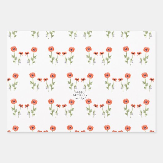 Schöne Orange Wasserfarben Pflaumen Geschenkpapier Set (Vorderseite 2)