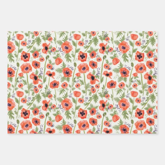 Schöne Orange Wasserfarben Pflaumen Geschenkpapier Set (Vorderseite)