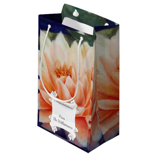 Schöne Orange Wasserlilie Blume Kleine Geschenktüte (Vorderseite Schrägansicht)