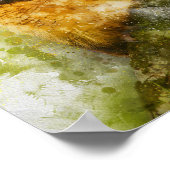 schöne Orangenaugen Uhu Aquarellmalerei Poster (Ecke)