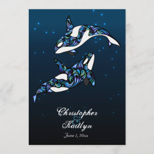 Schöne Orca Whales Beach Wedding Einladung