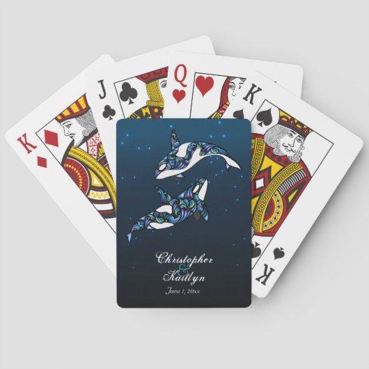 Schöne Orca Whales Wedding Playing Cards Spielkarten (Rückseite)