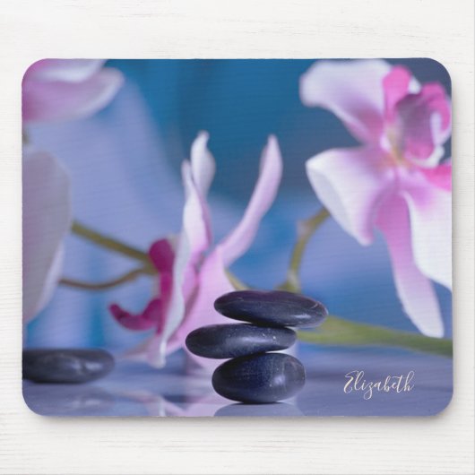 Schöne Orchidee, Zen-Steine Mousepad (Vorne)