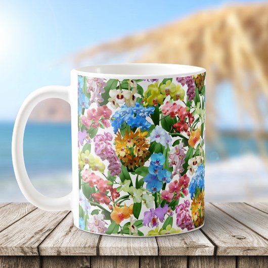 Schöne Orchideen tropische Flora Kaffeetasse