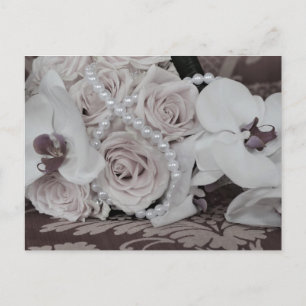 Schöne Orchideen und Rose Save the Date Postkarte