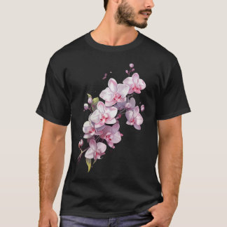 Schöne Orchideenblüte auf floral T-Shirt