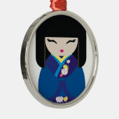 Schöne orientalische chinesische japanische Puppe Silbernes Ornament (Rechts)