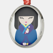 Schöne orientalische chinesische japanische Puppe Silbernes Ornament (Links)