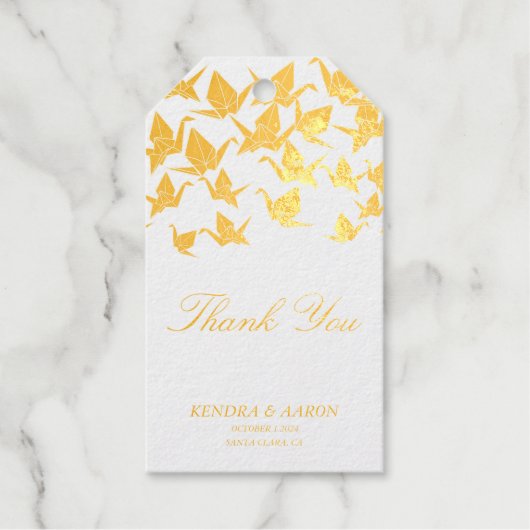 Schöne Origami Paper Crane Vielen Dank Geschenkanhänger (Vorderseite)