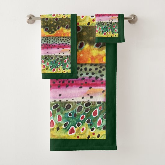 Schöne originale 3 Forellenhaut Badhandtuch Set (Insitu)