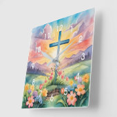 Schöne Osterfarben Kunst, Dichtung und Musik Quadratische Wanduhr (Winkel)