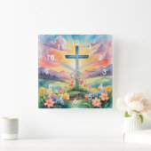 Schöne Osterfarben Kunst, Dichtung und Musik Quadratische Wanduhr (Zuhause)